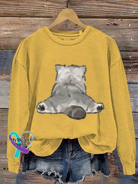 Cute Cat Back Art Casual Sweatshirt Yellow / S