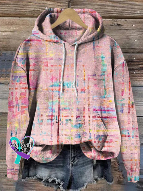 Cute Crayon Doodle Print Casual Hoodie Multicolor / S