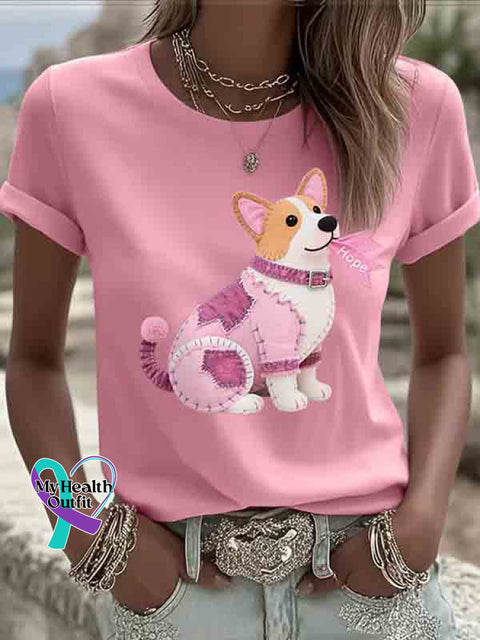 Cute Dog Breast Cancer Awareness Art T shirt LightPink / S