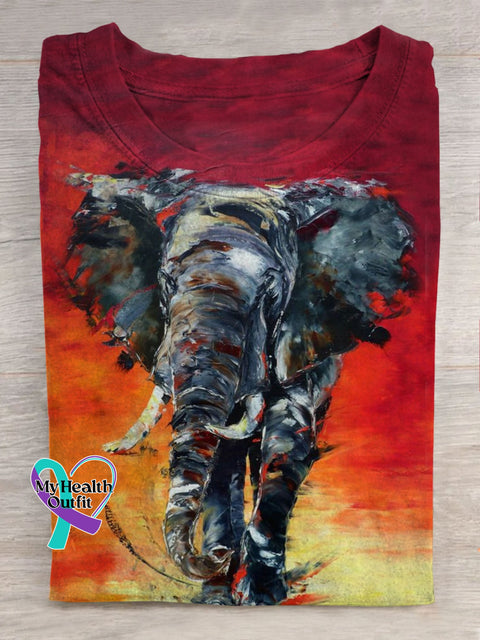 Cute Elephant Art Print T-Shirt As Picture / S