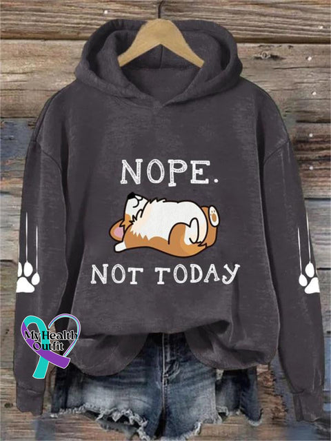 Cute Lazy Dog Nope Not Today Art Pattern Print Casual Sweatshirt Grey / S