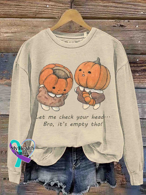 Cute Pumpkin and Empty Head Art Sweatshirt Apricot / S