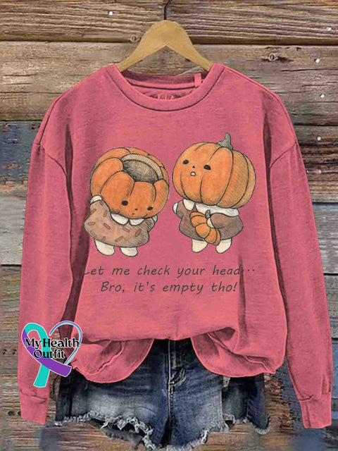 Cute Pumpkin and Empty Head Art Sweatshirt Pink / S