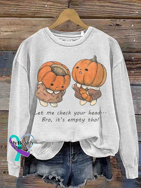 Cute Pumpkin and Empty Head Art Sweatshirt White / S