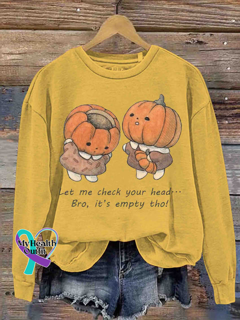 Cute Pumpkin and Empty Head Art Sweatshirt Yellow / S