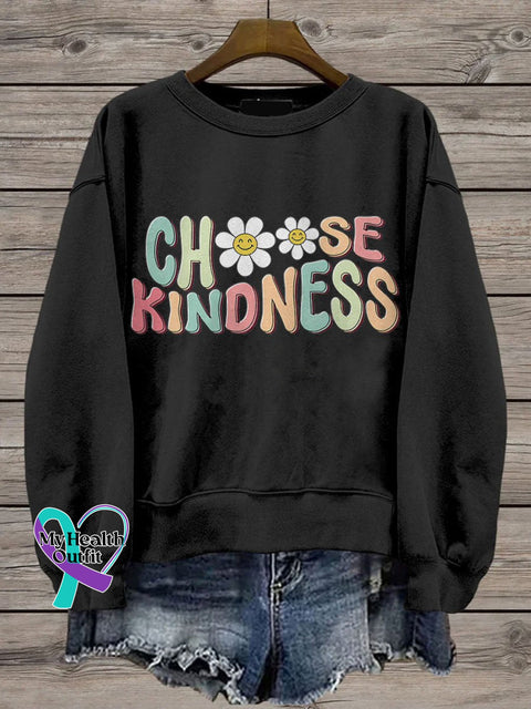 Cute Teacher Choose Kindness Be Kind Casual Print Sweatshirt Black / S