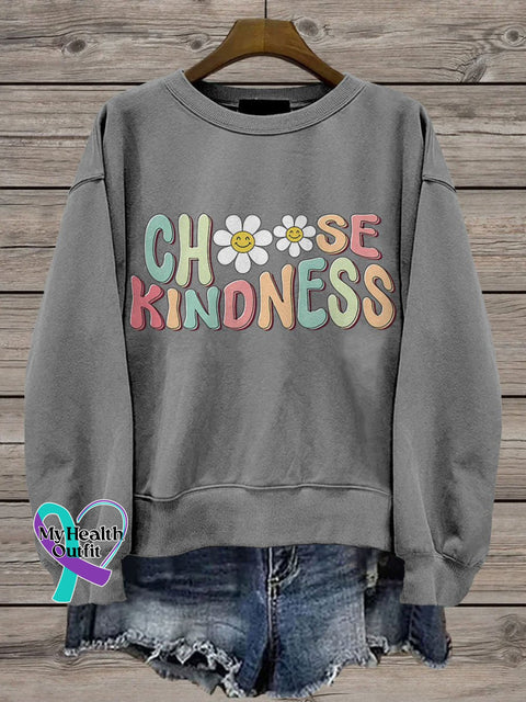 Cute Teacher Choose Kindness Be Kind Casual Print Sweatshirt Grey / S