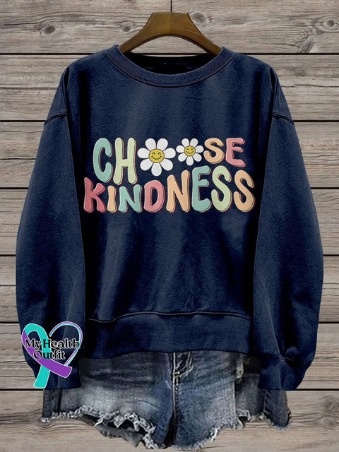 Cute Teacher Choose Kindness Be Kind Casual Print Sweatshirt Navyblue / S