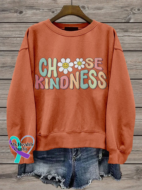 Cute Teacher Choose Kindness Be Kind Casual Print Sweatshirt Orange / S