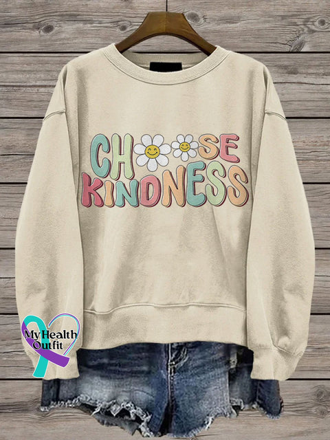 Cute Teacher Choose Kindness Be Kind Casual Print Sweatshirt Sand / S