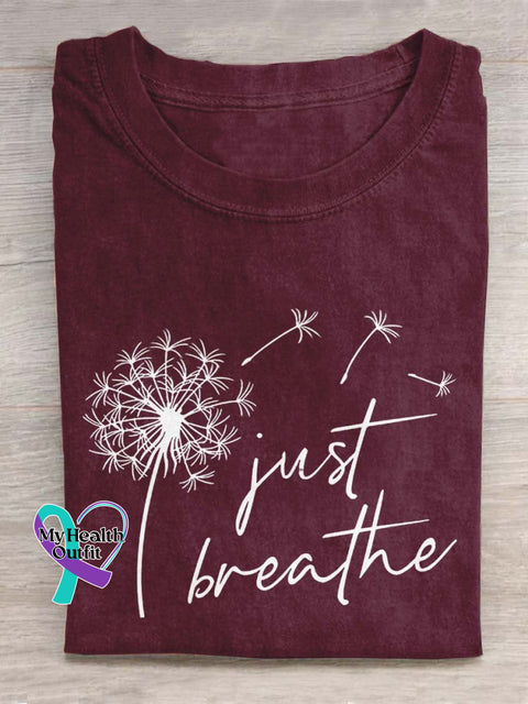 Dandelion Just Breathe Letter Art Design T-Shirt Maroon / S