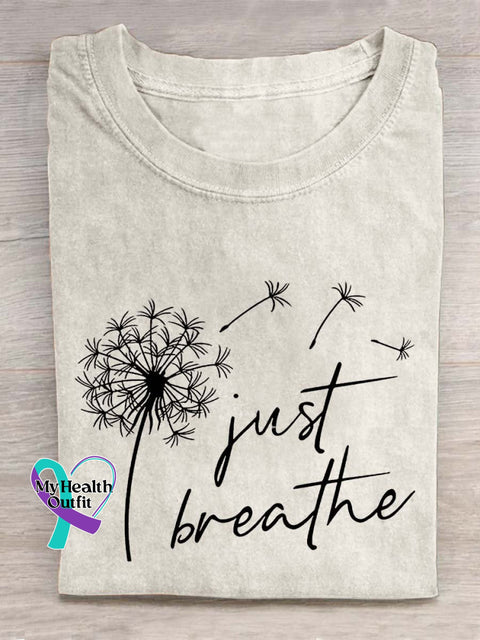 Dandelion Just Breathe Letter Art Design T-Shirt Sand / S