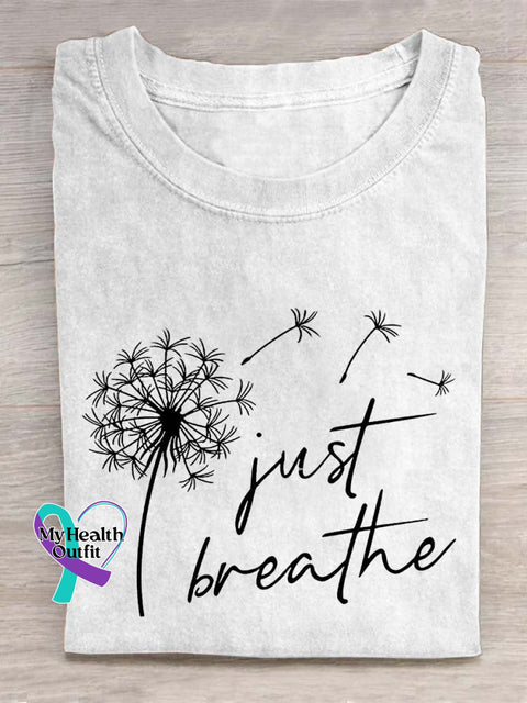 Dandelion Just Breathe Letter Art Design T-Shirt White / S