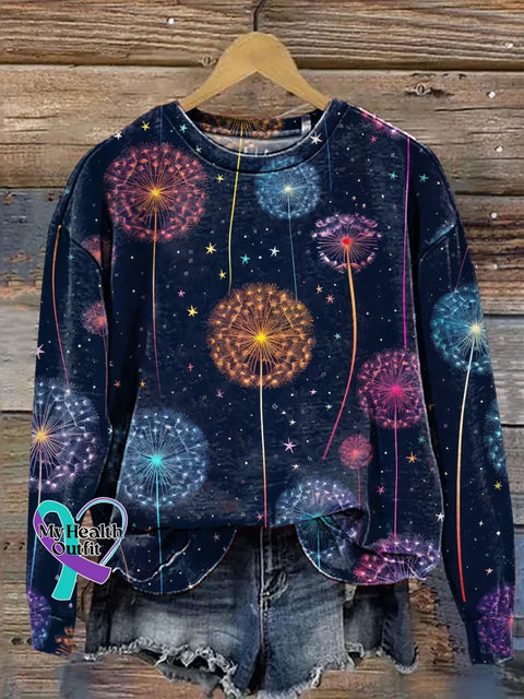 Dandelion Print Casual Sweatshirt Multicolor / S