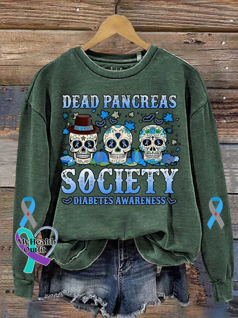 Dead Pancreas Society Diabetes Awareness Art Print Casual Sweatshirt Green / S