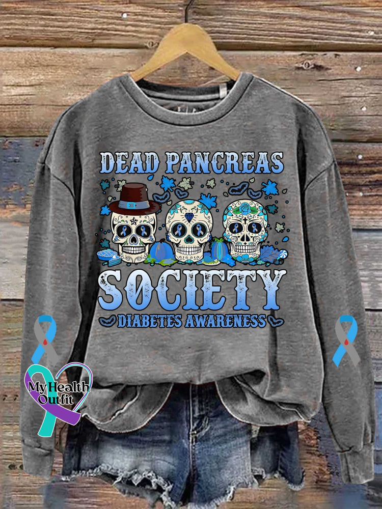 Dead Pancreas Society Diabetes Awareness Art Print Casual Sweatshirt Grey / S