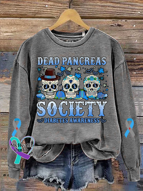 Dead Pancreas Society Diabetes Awareness Art Print Casual Sweatshirt Grey / S