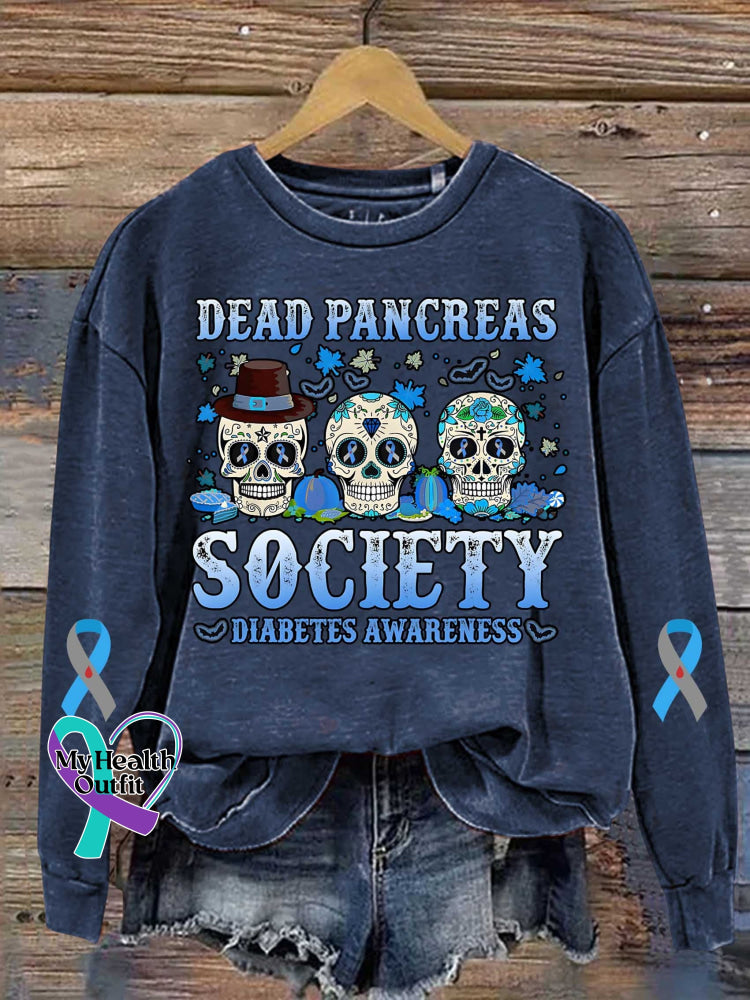 Dead Pancreas Society Diabetes Awareness Art Print Casual Sweatshirt Navyblue / S