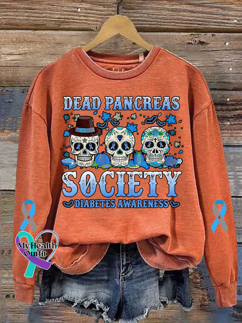 Dead Pancreas Society Diabetes Awareness Art Print Casual Sweatshirt Orange / S