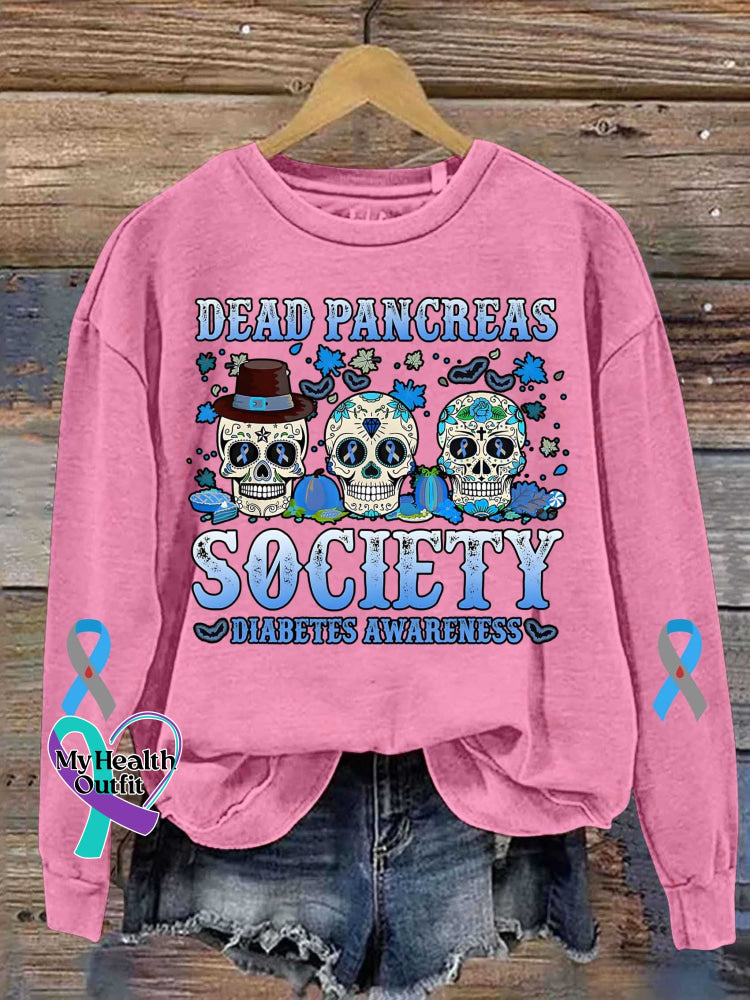 Dead Pancreas Society Diabetes Awareness Art Print Casual Sweatshirt Pink / S
