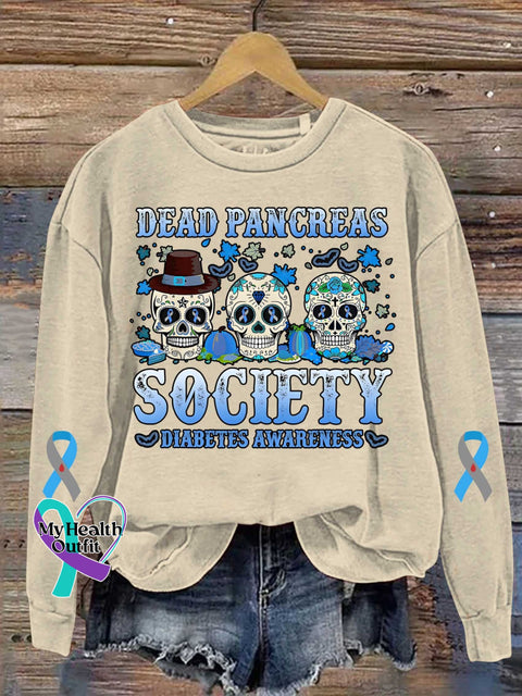Dead Pancreas Society Diabetes Awareness Art Print Casual Sweatshirt Sand / S
