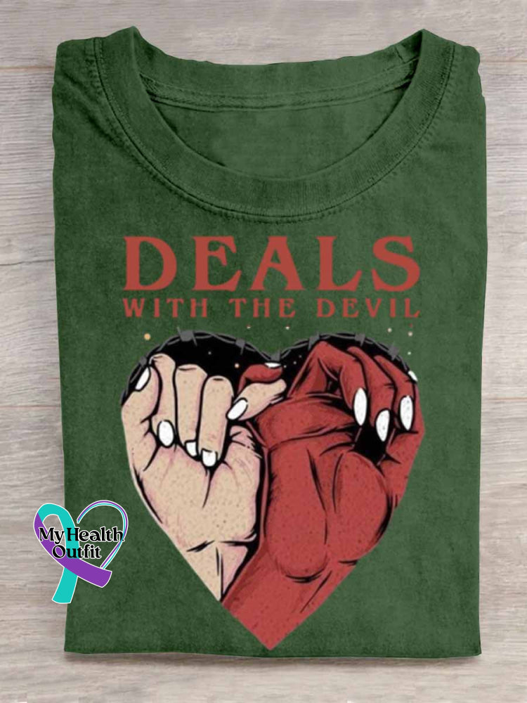 Deal With The Devil Art Print T shirt Green / S