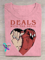 Deal With The Devil Art Print T shirt Pink / S
