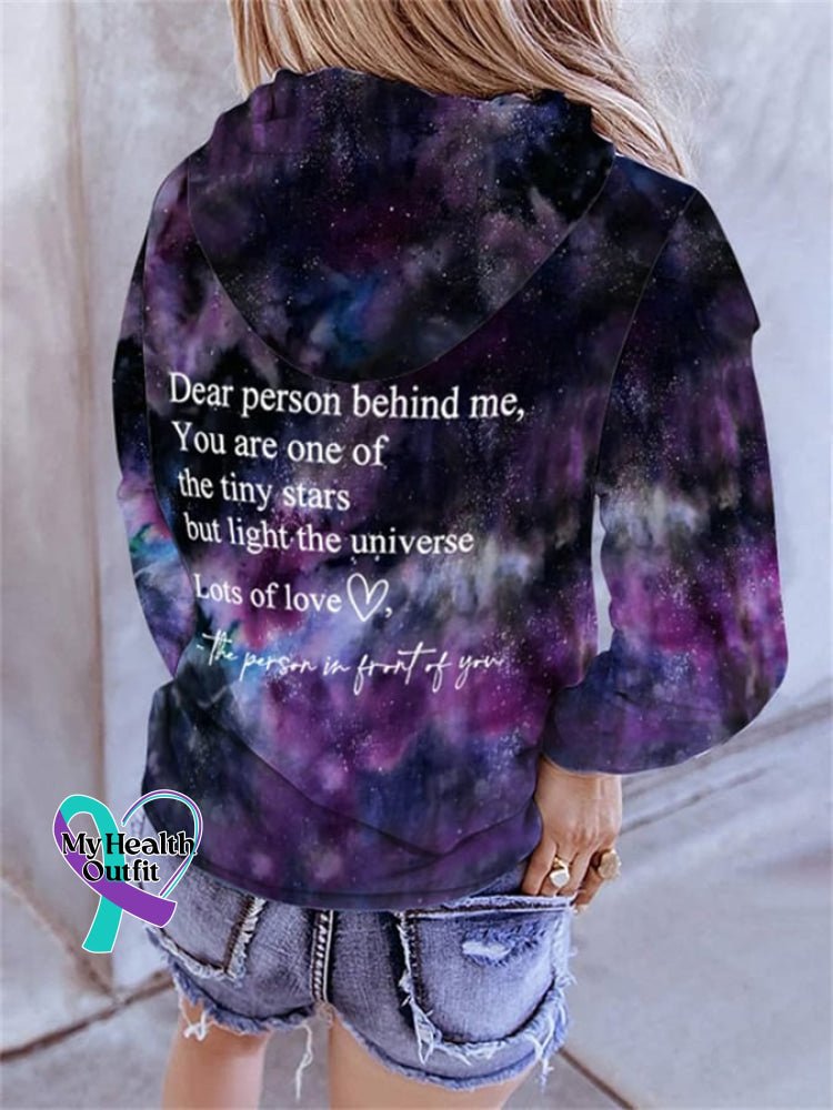 Dear Person Behind Me You Are The Tiny Star But Light Universe Galaxy Print Long Sleeve Hoodie