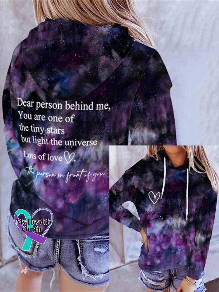 Dear Person Behind Me You Are The Tiny Star But Light Universe Galaxy Print Long Sleeve Hoodie As