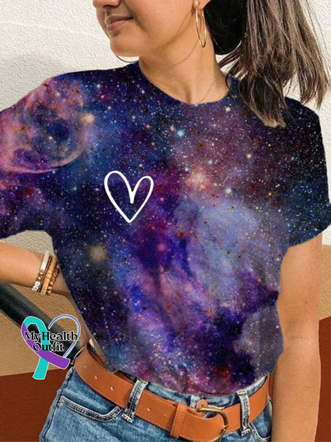 Dear Person Behind Me You Are The Tiny Star But Light Universe Galaxy Print Short Sleeve T-Shirt