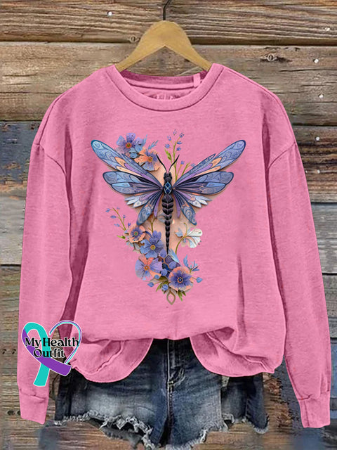 Delicate Dragonfly Floral Let It Be Let Them Printed Casual Sweatshirt Pink / S