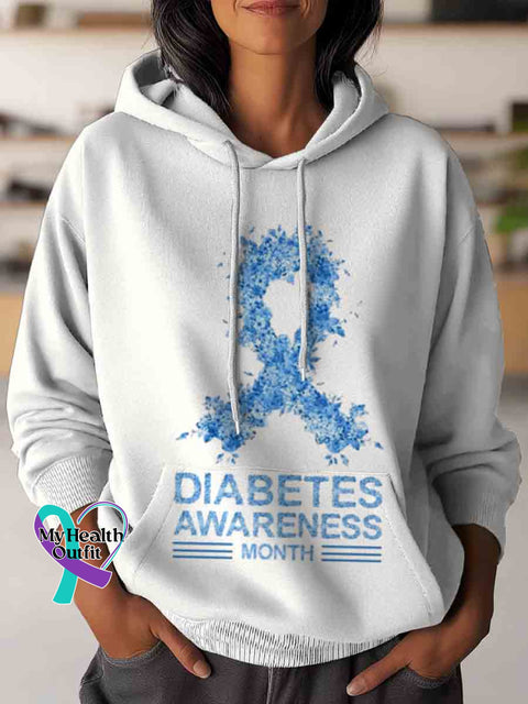 Diabetes Awareness Art Casual Hoodie Sweatshirt White / S