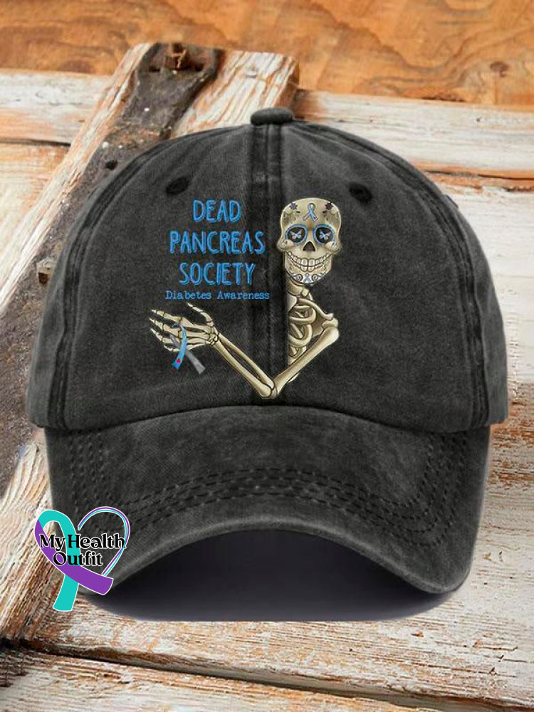 Diabetes Awareness Art Pattern Print Hats Black / Onesize