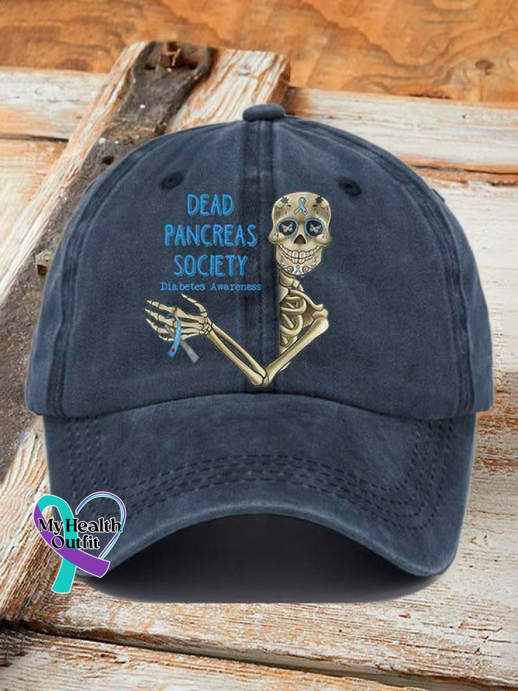 Diabetes Awareness Art Pattern Print Hats Navy / Onesize