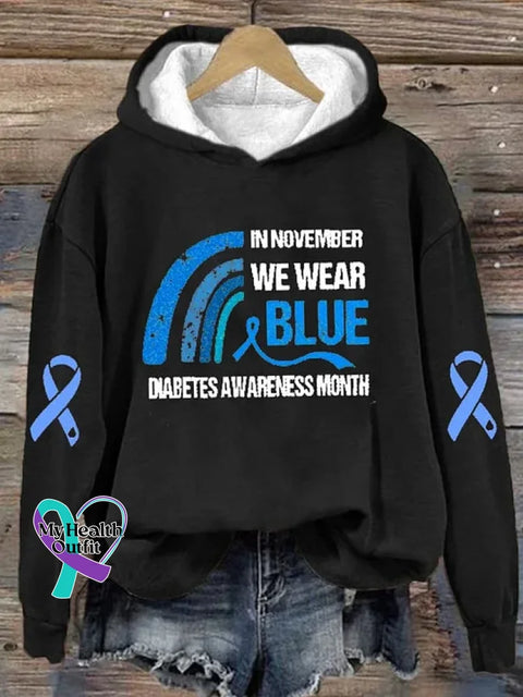 Diabetes Awareness Art Print Casual Hoodie Sweatshirt Black / S