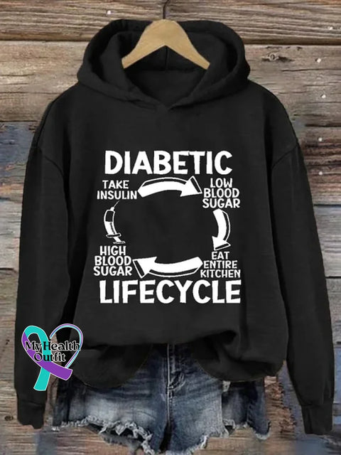 Diabetes Awareness Art Print Casual Hoodie Sweatshirt Black / S