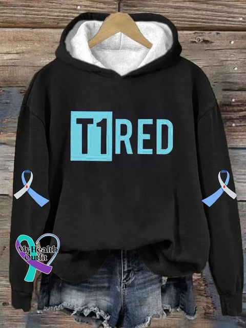 Diabetes Awareness Art Print Casual Hoodie Sweatshirt Black / S