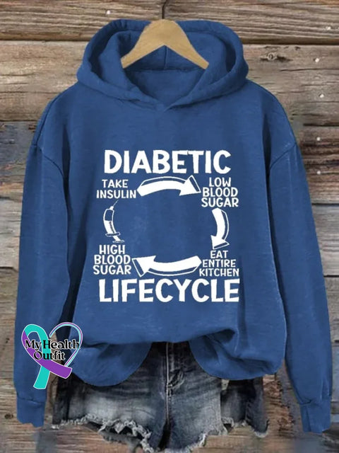 Diabetes Awareness Art Print Casual Hoodie Sweatshirt Blue / S