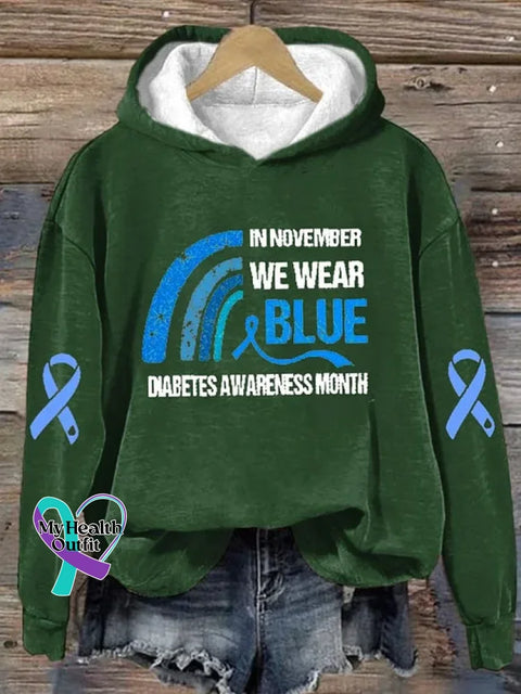 Diabetes Awareness Art Print Casual Hoodie Sweatshirt Green / S