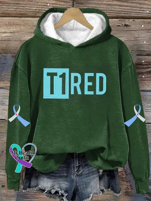 Diabetes Awareness Art Print Casual Hoodie Sweatshirt Green / S