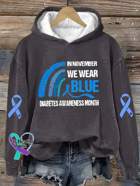 Diabetes Awareness Art Print Casual Hoodie Sweatshirt Grey / S