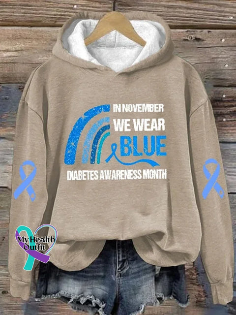 Diabetes Awareness Art Print Casual Hoodie Sweatshirt Khaki / S
