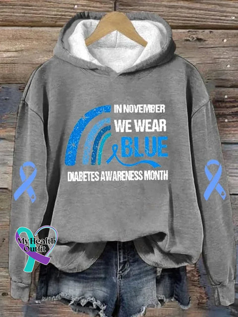 Diabetes Awareness Art Print Casual Hoodie Sweatshirt LightGrey / S