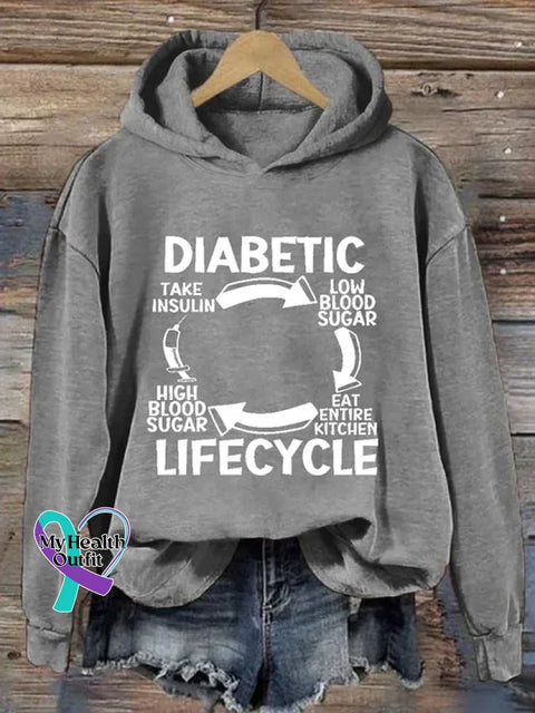 Diabetes Awareness Art Print Casual Hoodie Sweatshirt LightGrey / S