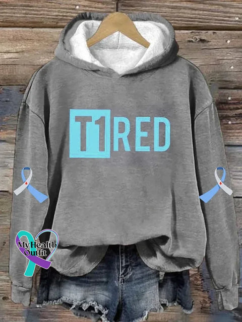 Diabetes Awareness Art Print Casual Hoodie Sweatshirt LightGrey / S