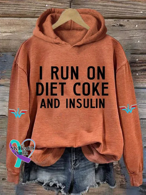 Diabetes Awareness Art Print Casual Hoodie Sweatshirt Orange / S