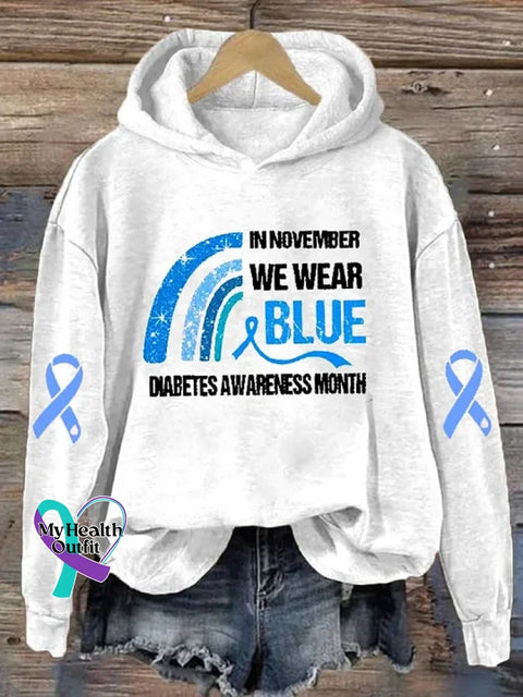 Diabetes Awareness Art Print Casual Hoodie Sweatshirt White / S