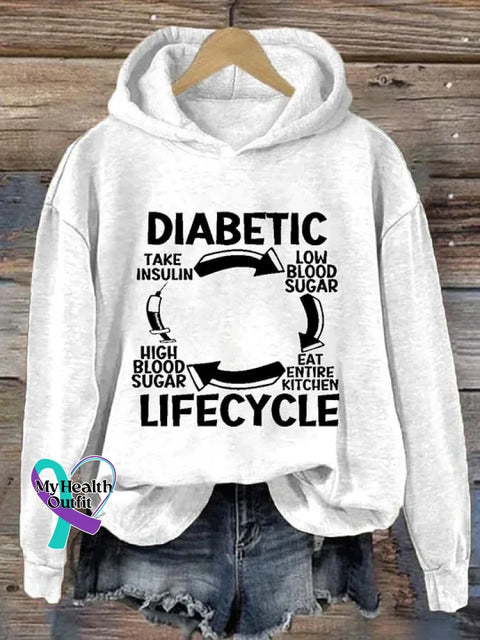 Diabetes Awareness Art Print Casual Hoodie Sweatshirt White / S