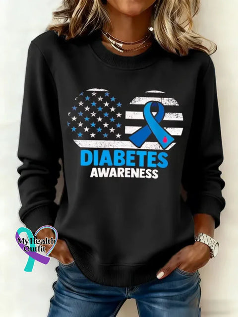Diabetes Awareness Awareness Art Print Casual Sweatshirt Black / S
