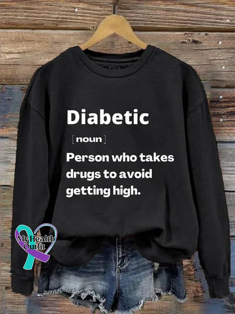 Diabetes Awareness Art Print Casual Sweatshirt Black / S